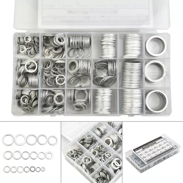 Aluminum Washer Gaskets 450pcs Packaged in Plastic Box for Easy Storage