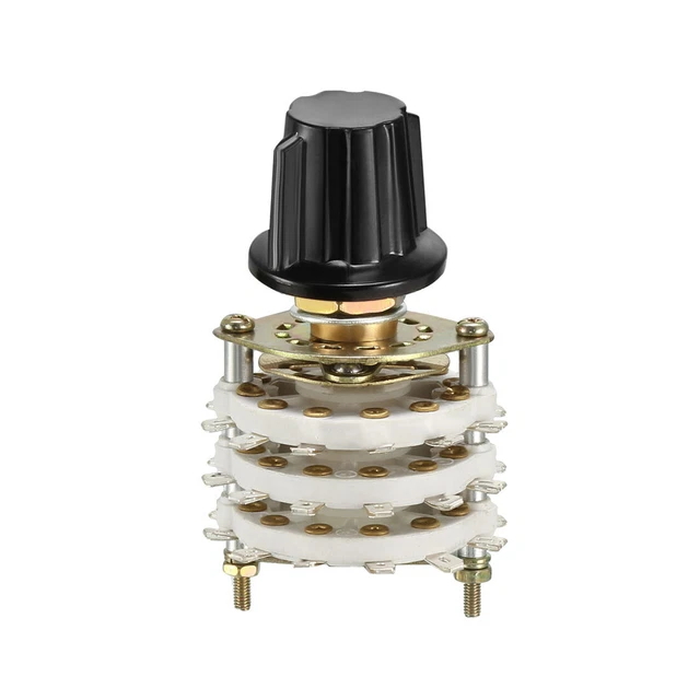 6P5T 6 Pole 5 Throw 3 Deck Band Channel Rotary Switch Selector with Plastic Knob
