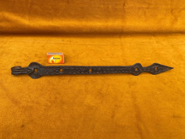 Wonderful Ornate Antique Barn Door Strap Hinge Hand Forged 25"