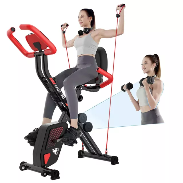 Folding Magnetic Exercise Bike Indoor Cardio Workout LCD Monitor Adjustable Seat