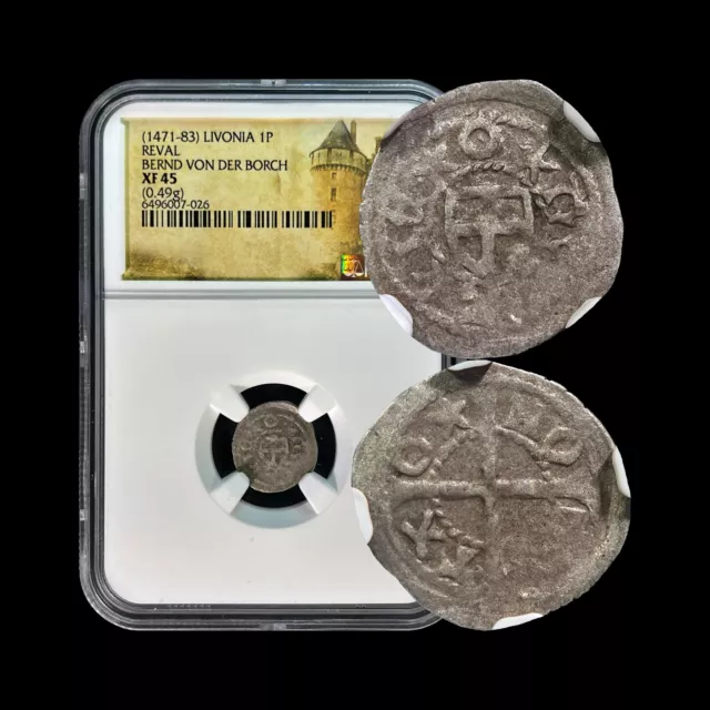 LIVONIA. 1471, Pfennig, Silver - NGC XF45 - Teutonic Order, Reval, Tallinn 026