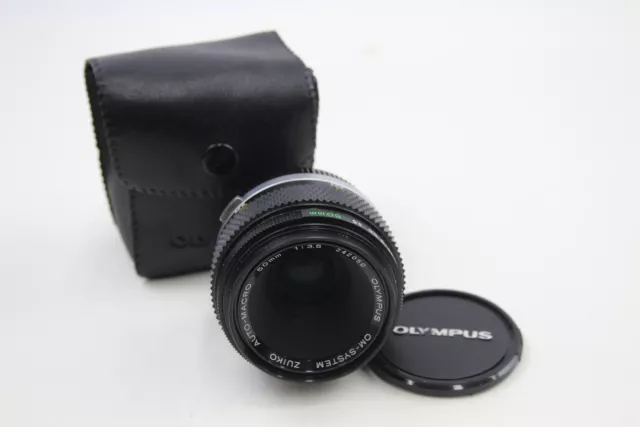 Olympus OM-System 50mm F/3.5 Auto-Macro Manual Camera Lens Working w/ Lens Caps