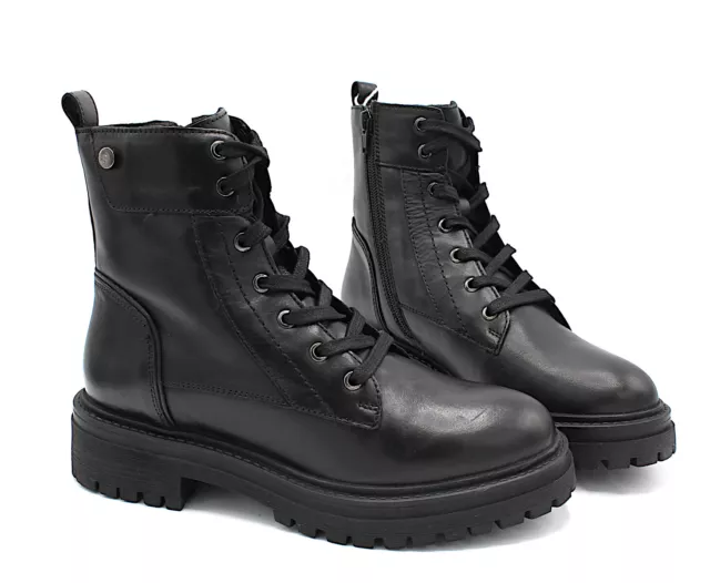 Geox Rangers De Femme Véritable Cuir Chaussures Bottes Militaire Bottes