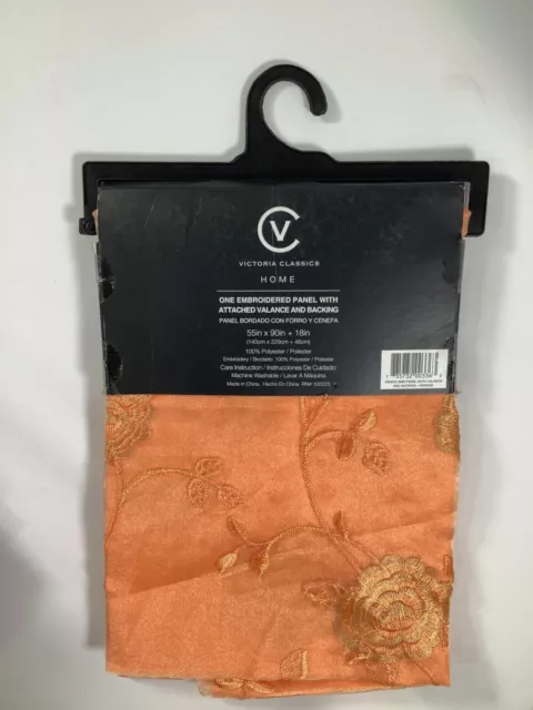 Victoria Classics Home Orange Venice Embroidered Window Panel W/ Valance 55x90 N 2