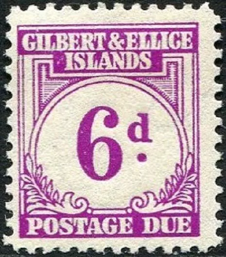 Gilbert & Ellice 1940 Postage Due  6d Purple  SG.D6 Mint (Hinged) Cat:£25