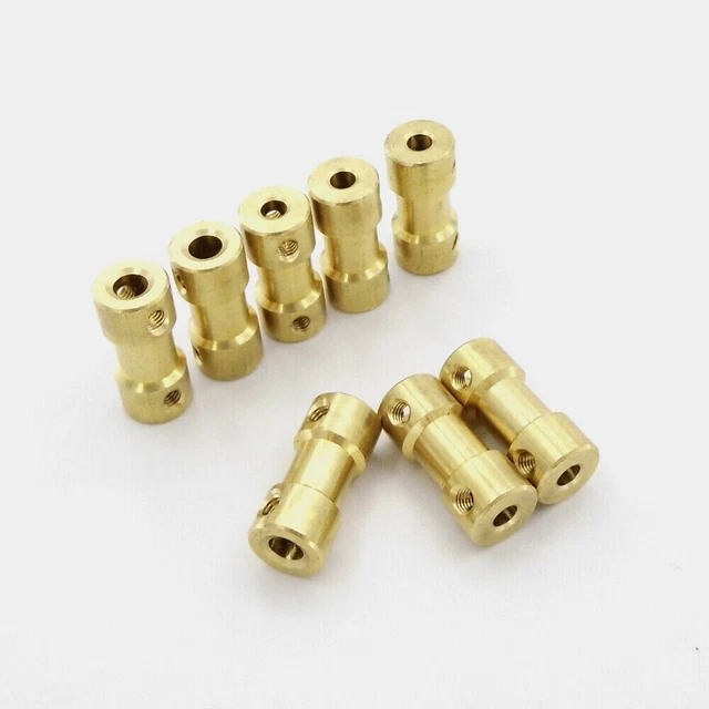 Coupleur En Laiton Pour Arbres Moteurs RC - Connexion De Diamètres Différents (ex: 2mm à 4mm) - Longueur 20 Mm - Fourni Avec 4 Vis - Pour Bateaux, Voitures, Robots Télécommandés