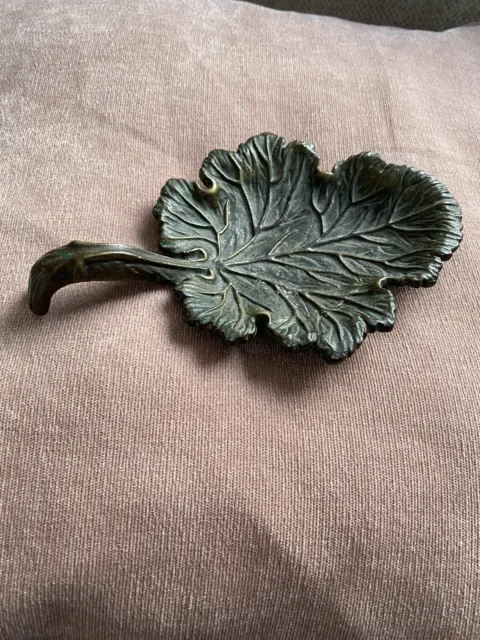 Antique Solid Brass Leaf Dish , March & Pattison Britannia Foundry Leicester.