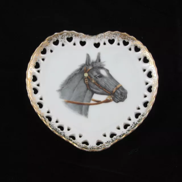 Heart Shaped Horse Trinket Dish Porcelain Equestrian Vintage