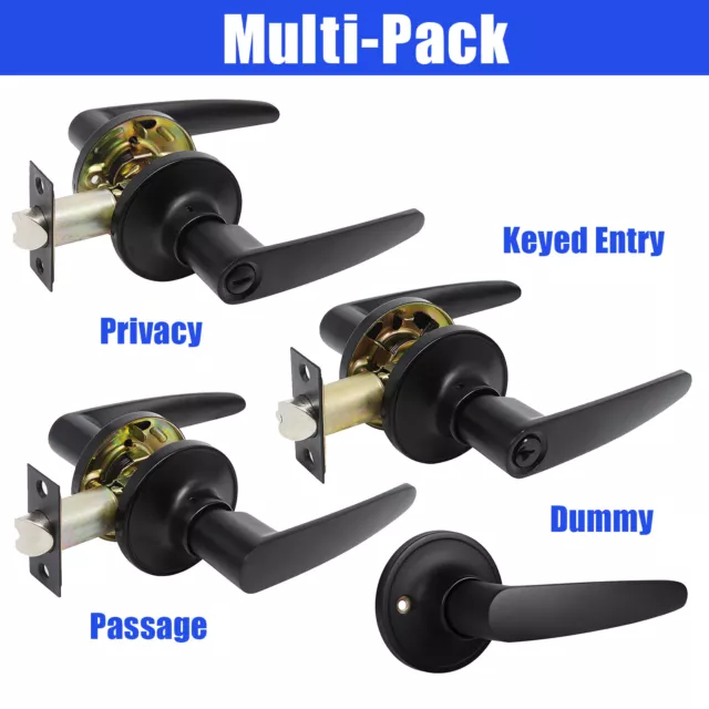 Matte Black Door Knob Lever Lock Door Handles Passage Privacy Keyed Entry Dummy