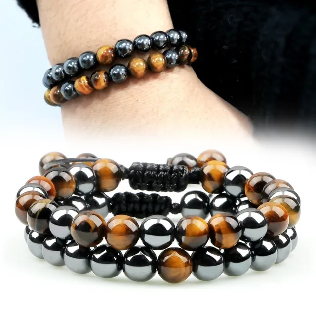 Bracelet en perles naturelles, Bracelets en hématite, mode, style pour homme