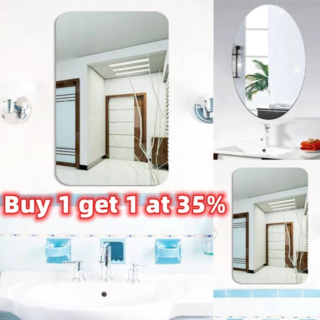 Pegatina de pared con espejo cuadrado ovalado autoadhesiva decoración pegatina para baño artístico