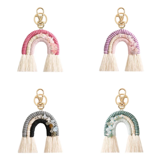 Rainbow Keychain Lobster Clasp Handcrafted Pendant Charms Bag Keyring Holder