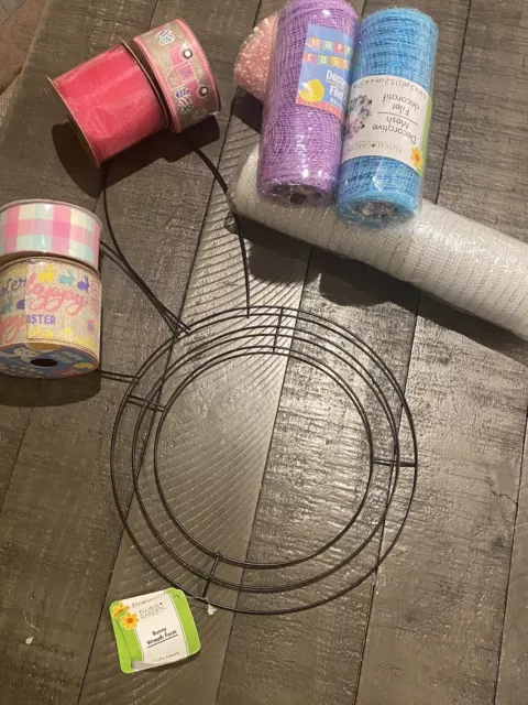 Easter Wreath wired Bunny Kit With Ribbons And Mesh