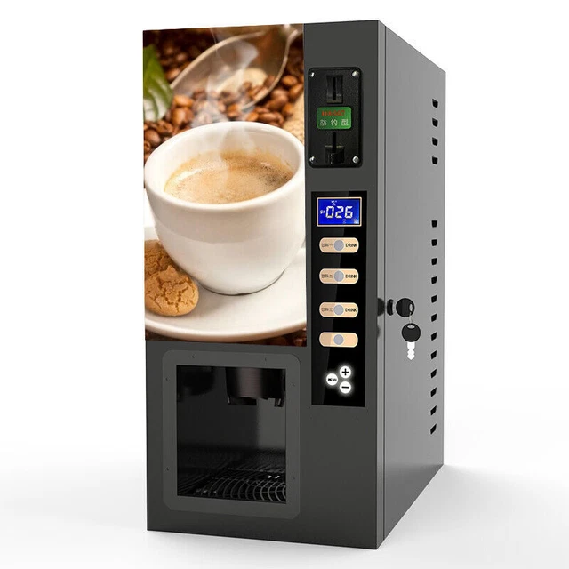 Coin Operated Instant Hot Coffee Vending Machines Commercial Fully 3 Flavor New