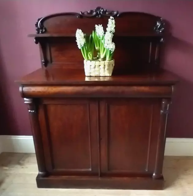 Antique English Early Victorian Two Door Mahogany Chiffonier / Sideboard