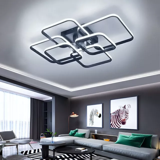 Modern Chandelier LED Lamp Black Frame Ceiling Light Living Room Pendant Lights 3