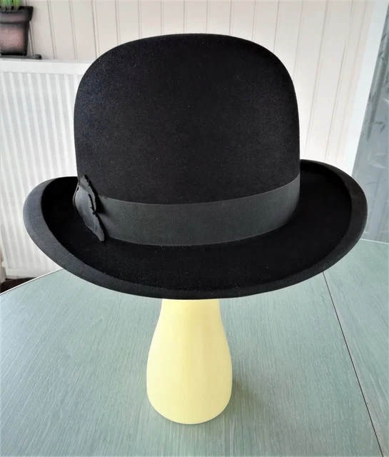 Chapeau Melon Vintage Femme Hepworths Taille 7 - Noir, Style Rétro élégant