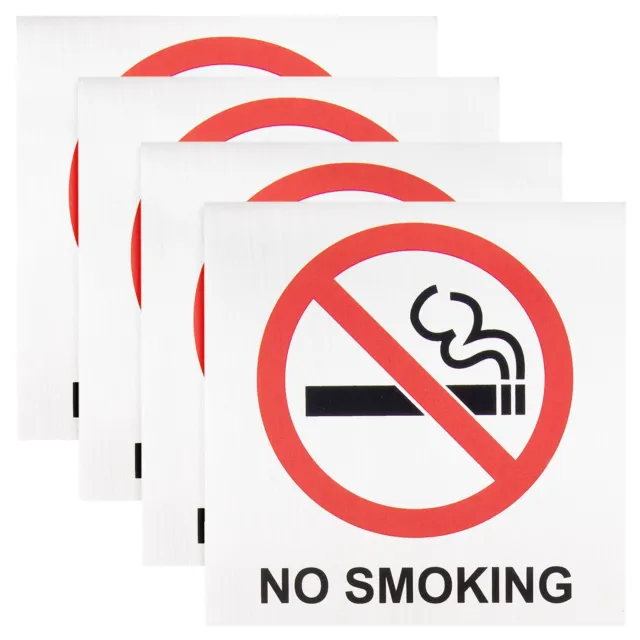 4-Pack No Smoking Signs for Business - Self-Adhesive Metal Stickers for Outdoors
