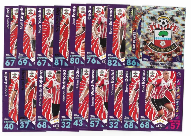 2016 / 2017 EPL Match Attax SOUTHAMPTON (19 Card Set)