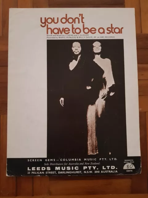RARE OZ ONLY 1976 SHEET MUSIC - YOU DON'T HAVE TO BE A STAR by MARILYN McCOO...