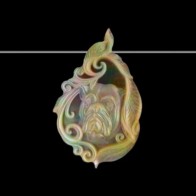 Carved MOP Dog Pendant Bead HC008038