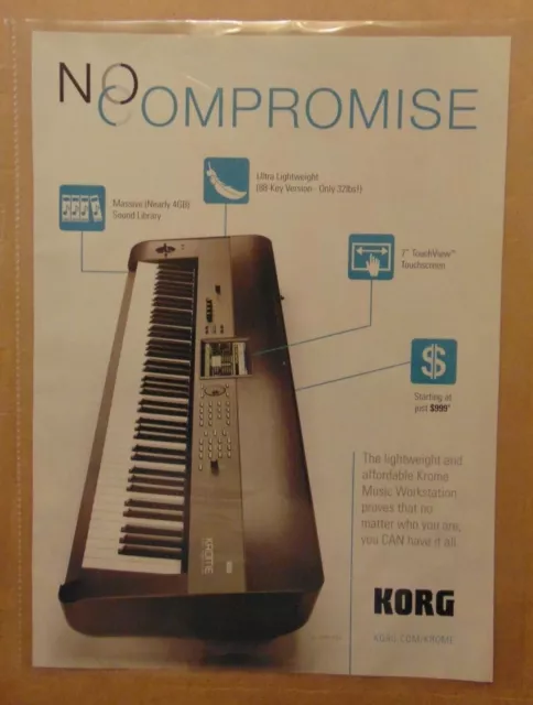 KORG KROME Electronic Keyboard Music Workstation Magazine Print Ad Advertising