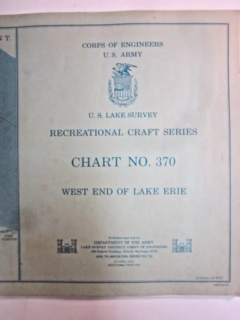 Recreational Watercraft Lake Erie Nautical Chart 1970  Army Corps of Engineers 2