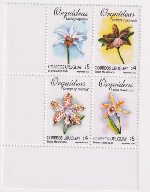 Einheimische Orchideen, Michel Nr. 2522-2525, Uruguay, Viererblock