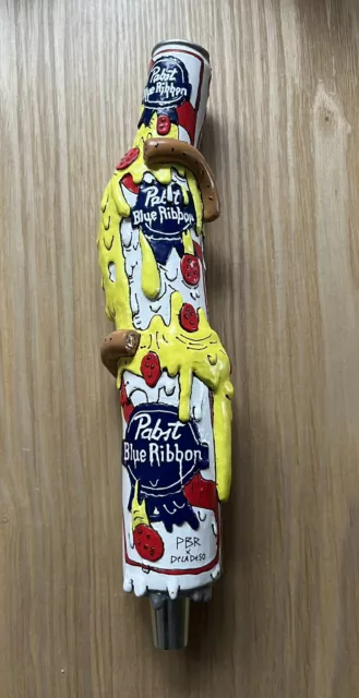 Pabst Blue Ribbon DELA DESO MELTING PIZZA ARTIST SERIES Hand Painted Tap Handle
