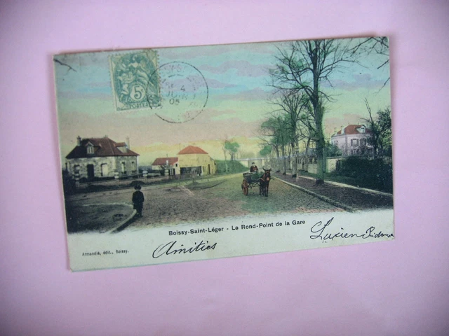 CPA boissy saint light le rondpoint de la gare