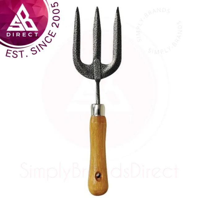 Kingfisher Wooden Handled Garden Hand Fork│Plant Potting Tool│Easy & Outdoor Use