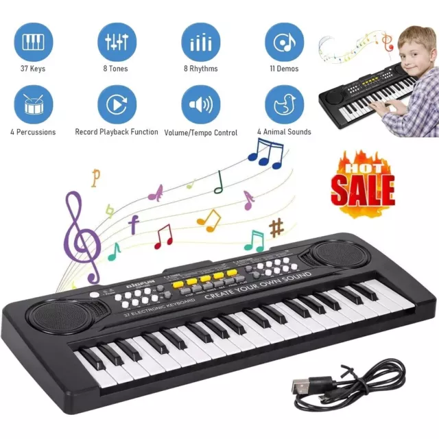 Elektrische 37 Saiten Keyboard Klavier E-Piano Geschenk Lernfunktion für Kinder