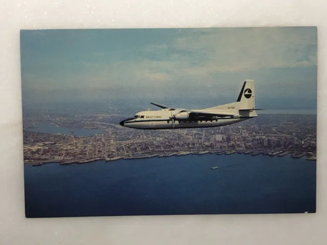 1950s WEST COAST AIRLINES Airplane FAIRCHILD F-27 Seattle WA Vintage Postcard
