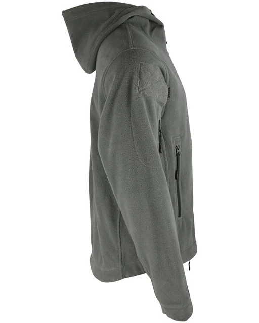Giacca Pile con cappuccio Maglione felpa softair militare invernale uomo grigio 5