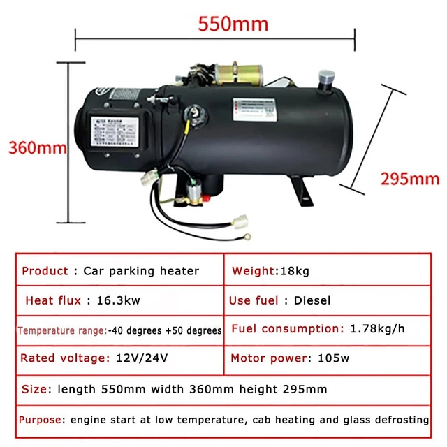 16.3kw Car Parking Heater 24/12v Engine Preheater Diesel Truck Preheating Heater