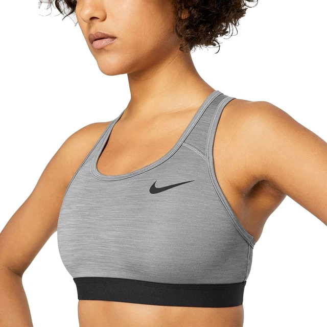 WOW! Nike Swoosh Bra Damen Sport BH Crop Top Tank Fitness Run grau/schwarz 36-38