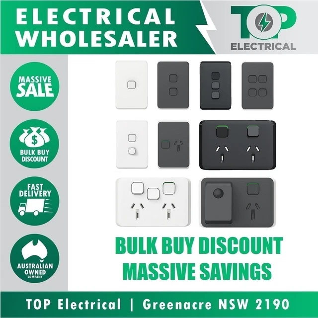 CLIPSAL ICONIC LIGHT Switch Power Point GPO Dimmer White Anthracite