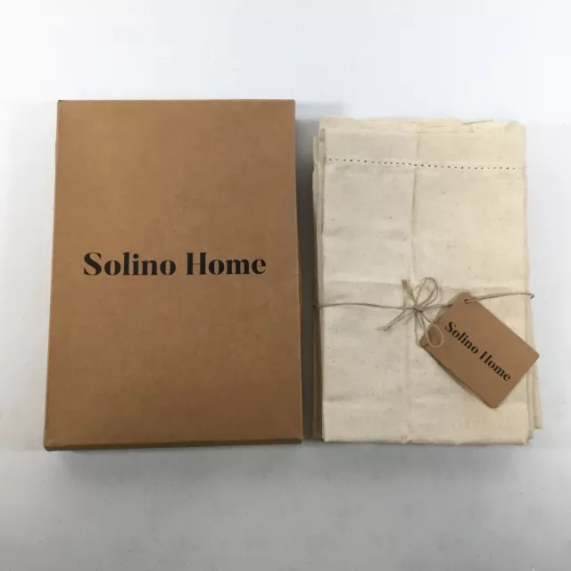 Solino Home Natural Classic Hemstitch Dinner Napkins Size 20X20 Inch 6 Pieces