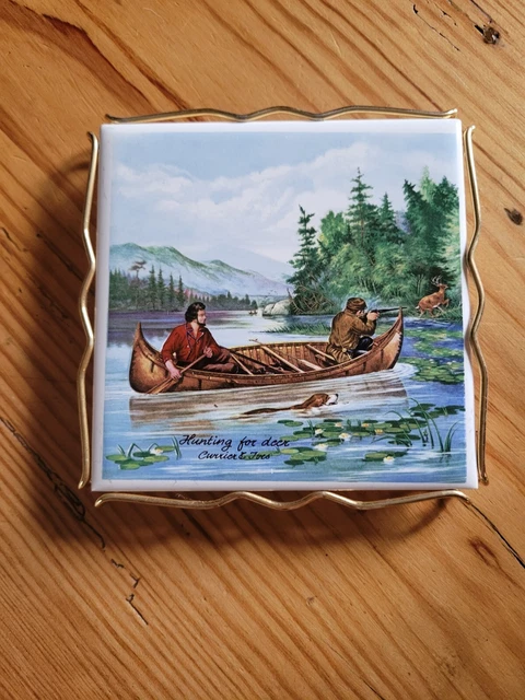 Ancien Dessous De Plat Villeroy & Boch édition Mairie De Haspres – Céramique Et Bois Signé Yves Ducourtioux