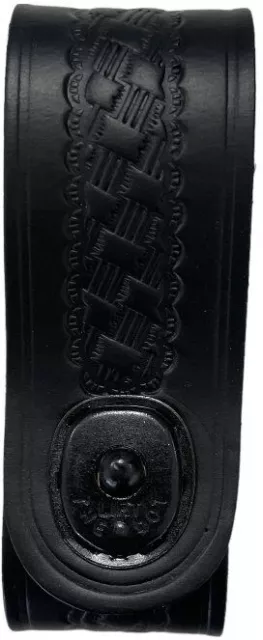 Perfect Fit 811-BW-BSS Leather Basketweave Black Safety Snap Handcuff Strap