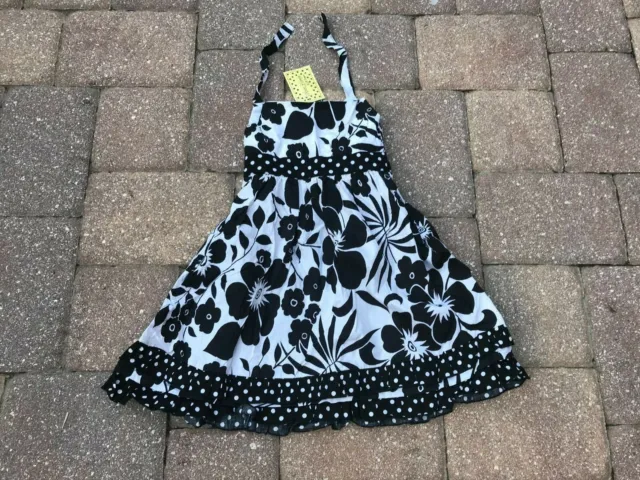 NWT! Ann Loren Floral Dress Black & White Halter Size 6 WOW!!!!