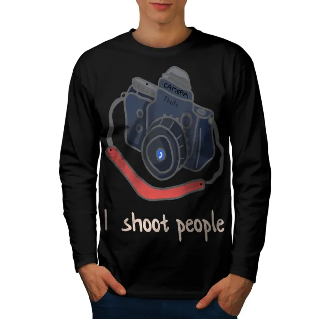 T-shirt Wellcoda Photography da uomo a maniche lunghe, I Shoot People grafica