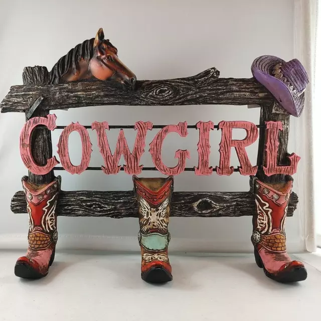 Hobby Lobby Cowgirl Coat Hat Rack 3D Decor 862288 Horse Hat Boots 12x10" New b19