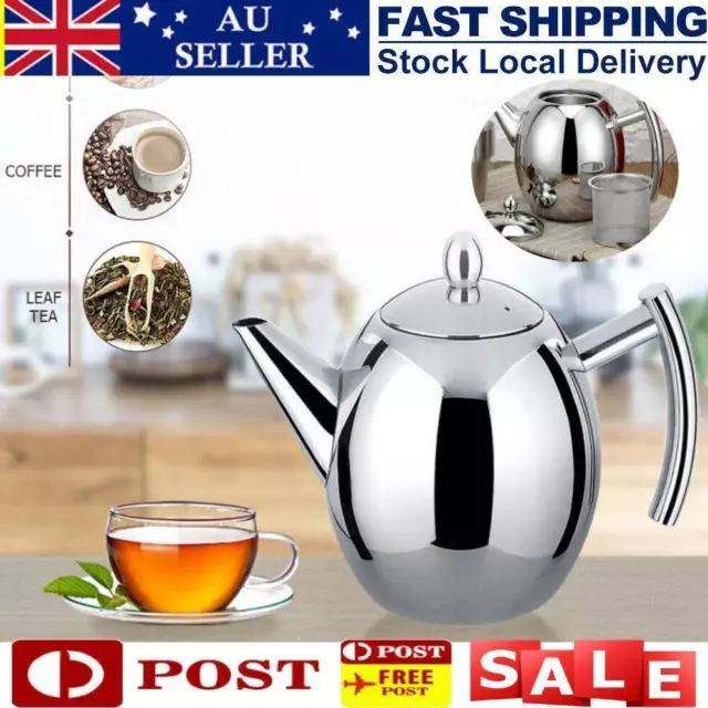 1.5L Teapot Container Coffee Pot Kettle W/ Filter Large Stainless Capacity Steel