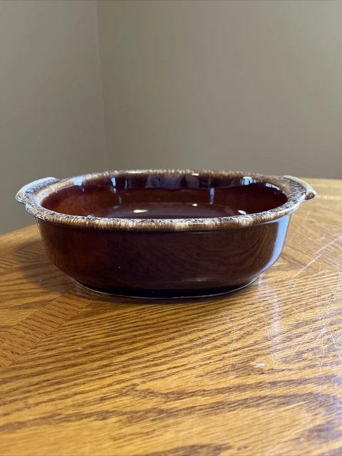 Vtg Hull Brown Drip Glaze Square Tab Handled Casserole Serving Dish USA *READ*
