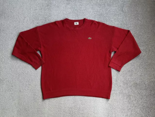 LACOSTE Herren Retro Pullover Langarm Gr. 2XL Strickpullover Logo 12501 Rot