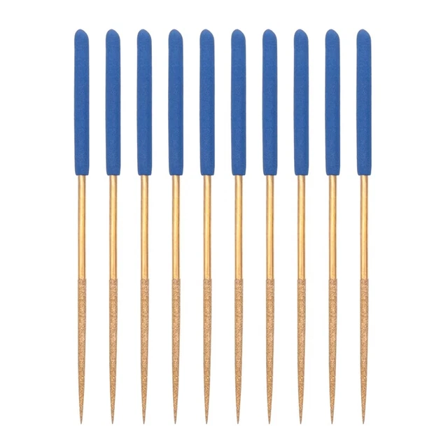Juego de limas de aguja 3 mm x 140 mm, limas redondas recubiertas Wer E7Z3