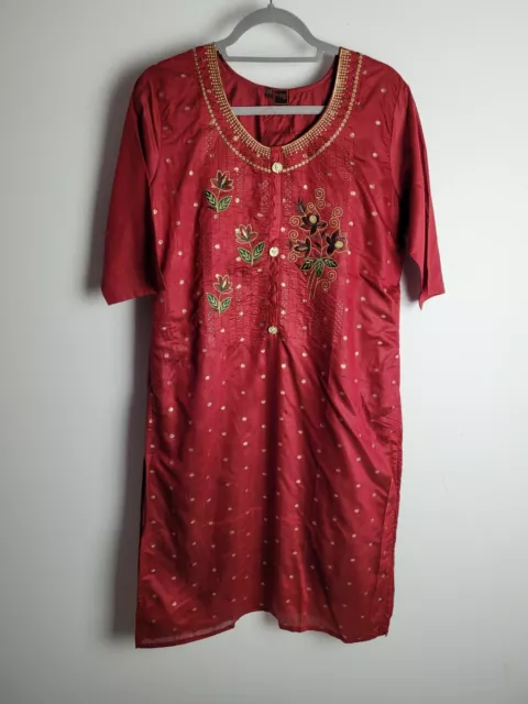 Nuova donna indiana pakistana Kurta Kurti taglia media 12 14 rosso