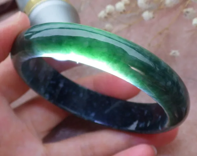 Certified Green Burma 100% Natural A JADE Jadeite Bangle Bracelet 58mm 手镯 598462