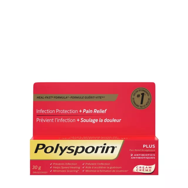 1 x Polysporin Plus Pain Relief Antibiotic Cream, Heal-Fast Formula 30g
